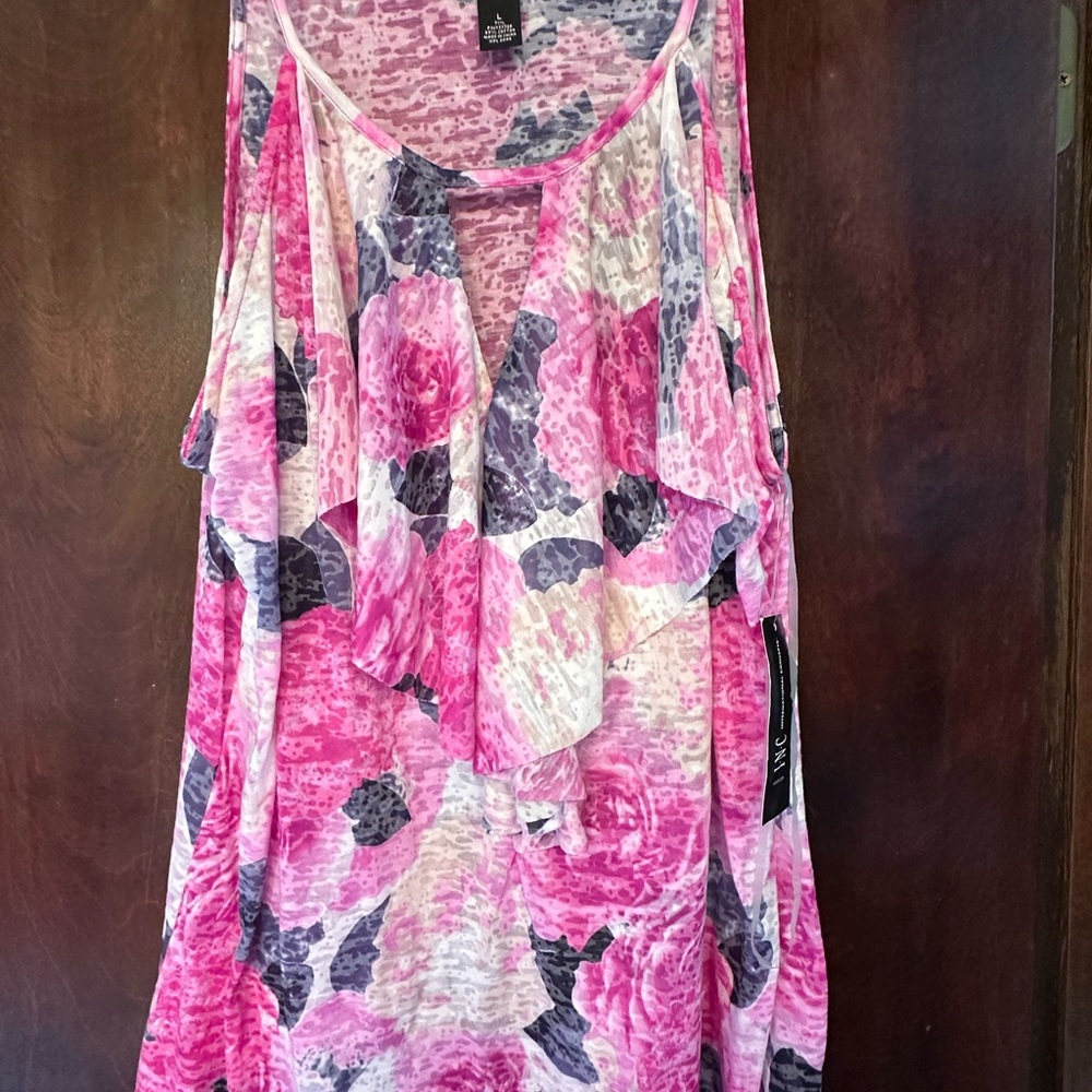 INC International Concepts Pink and Purple Floral Tank Top